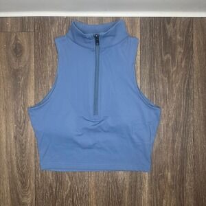 Balance Athletica Blue Sleeveless Quarter Zip Crop Top Athletic Workout Gym XL